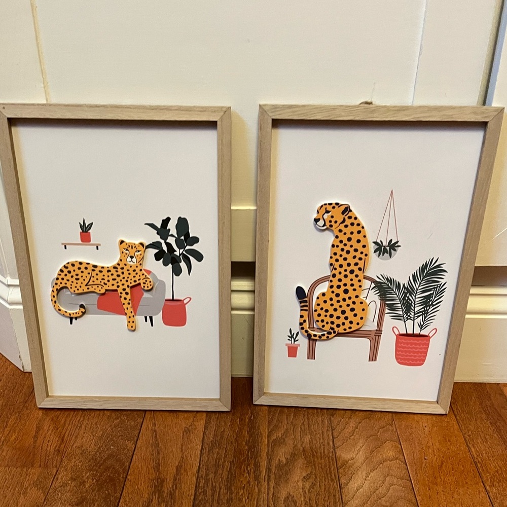 NWOT - Cheetah Framed Wall Art, Bundle of 2 - Picture 2 of 10